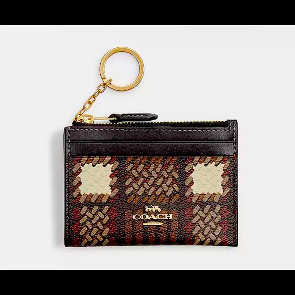 Mini Skinny Id Case With Brushed Plaid Print